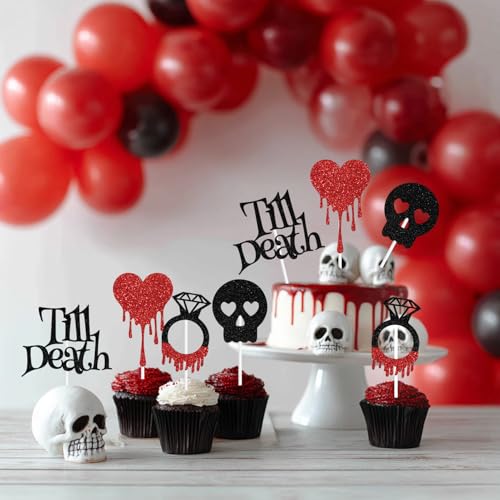 16 Pcs Glitter Cake Toppers - Halloween Wedding Bridal Shower Decorations