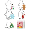 Christmas Cookie Cutters Set - 5 Pieces, 3.2'' Shapes Including Tree, Gingerbread Man, Snowflake, Snowman, Candy - New Variation