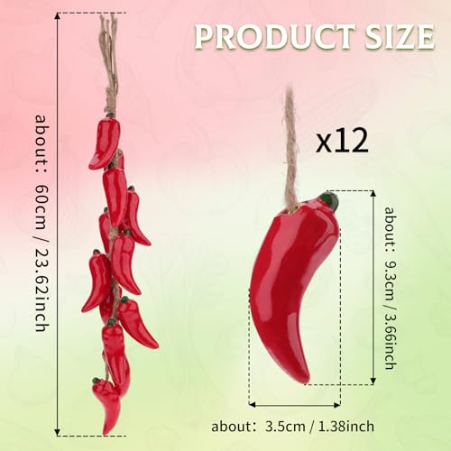 Ceramic Chili String Decoration - Faux Red Pepper Garland for Kitchen & Home Decor - Variation of THIS listing