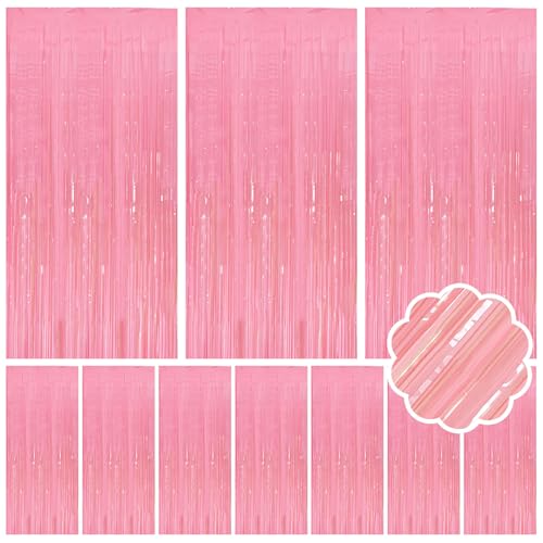Pastel Pink Foil Streamers Party Backdrop Set - 78.7" x 39.4" (10 Pack)