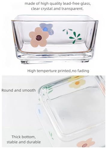 9 OZ Small Glass Flower Candy Dish with Pink Floral Design - Cute Kitchen Decor