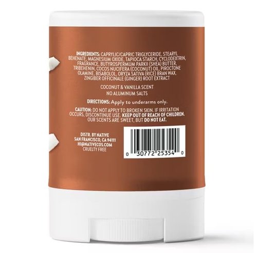 Native Deodorant - Aluminum Free Coconut & Vanilla Scent | Travel Size 0.5oz (Pack of 4)
