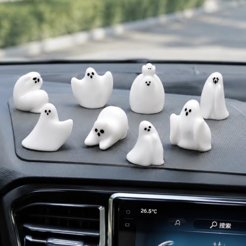 Halloween Ghost Car Dashboard Decor 8-Piece Miniature Figurines for Monitors & Office