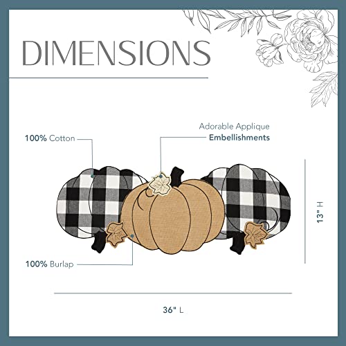 Burlap and Check Pumpkin Table Runner - Fall Centerpiece, 13 x 36, Black & White - Variation of THIS listing