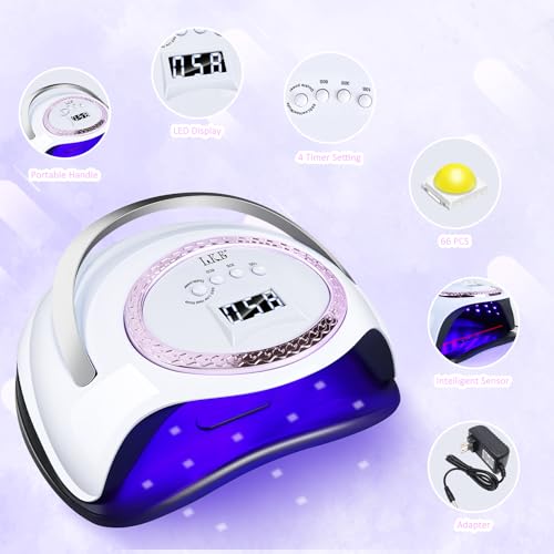 White UV LED Nail Lamp 288W Professional Gel Dryer with Smart Sensor & 4 Timers