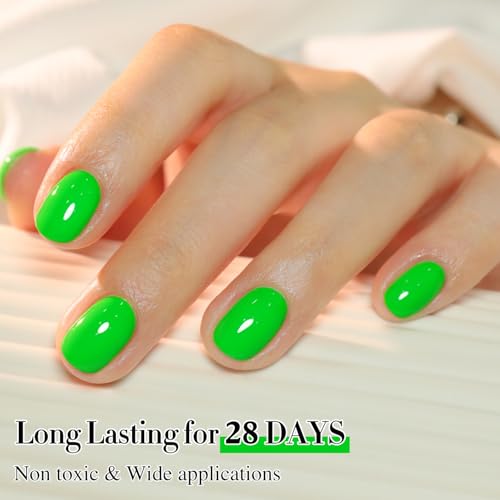 Bright Green Gel Nail Polish - 15ML Same Color Soak Off Manicure Set - Hot Green Variation