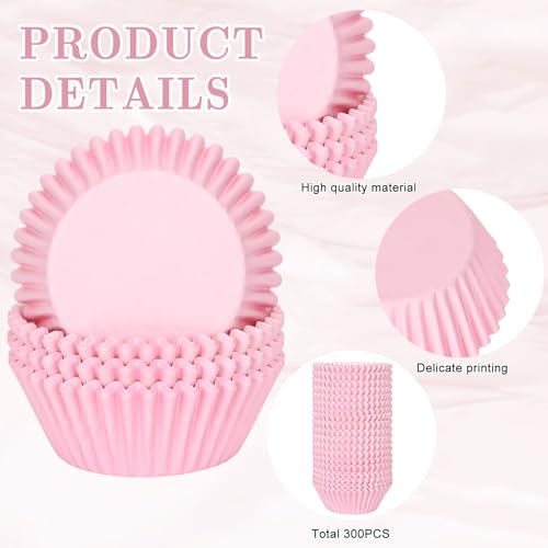 Pink Cupcake Liners for Baking - 300 Pcs Wedding & Party Decorations - Variation of Pink