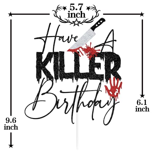 Halloween & Birthday Cake Topper with Glitter Skull Design - Killer Themed Party Decor