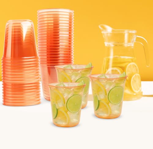 60 Pack 12oz Disposable Plastic Wine Glasses - Bright Orange
