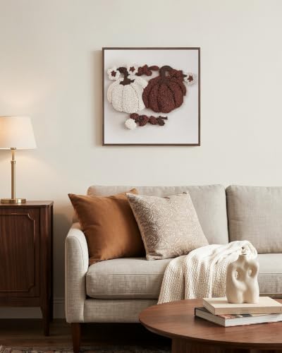 Halloween Pumpkin Wall Art Decor with 3D Tufting - Framed Fall Harvest
