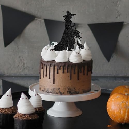 Witch Cake Topper Halloween Birthday Decorations for Girls Women
