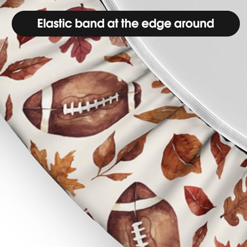 Fall Fitted Tablecloth for 64x44 Inch Oval Table - Brown Leaf Football Design - Caramel Variation