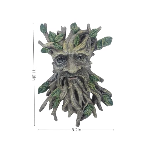 Whimsical Tree Face Garden Decoration - Outdoor Wall Mount Sculpture with Leaf Features