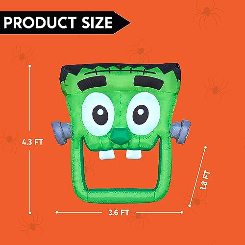 Inflatable Halloween Car Decoration with Built-in LEDs - Green Zombie Trick or Treat Yard Decor