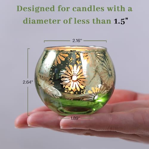 Green Mercury Glass Votive Candle Holders Set of 12 - Romantic Home Decor