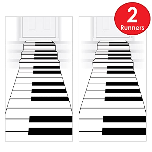 Piano Keyboard Aisle Runners 24 x 10 Feet - 2 Pack Music Theme Party Supplies