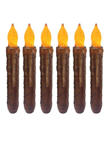 6.5-Inch Real Wax Hand Dipped Primitive Candles with Timer & Drip Effect