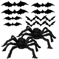 Halloween Spider and Bat Decorations Set - 14 Pcs Spooky Wall & Table Decor for Party & Home