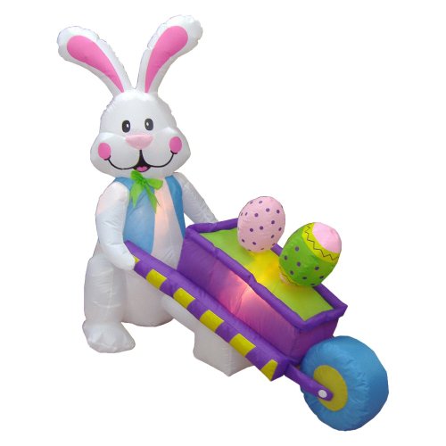 4 Ft Tall Easter Bunny Inflatable with Lights and Accessories - Outdoor Decoration