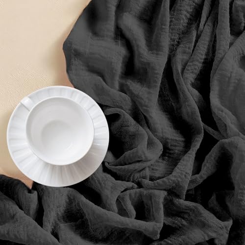Black 10ft Table Runner Pack of 3 - Rustic Cheesecloth Wedding & Party Decor