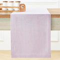 Pure Linen Table Runner 14x90 Inches - Pink and White Stripe, Handcrafted, Eco-Friendly