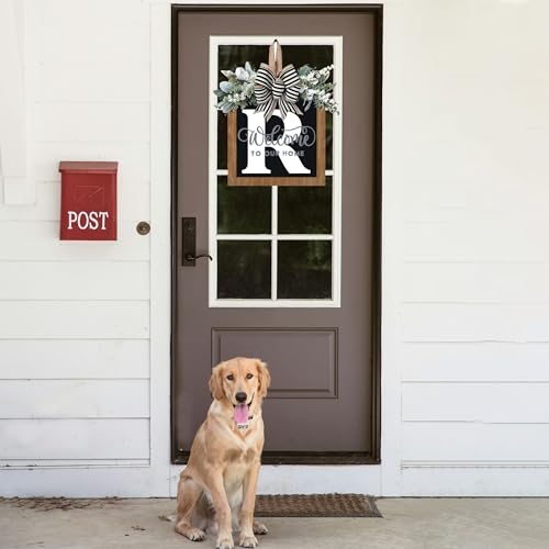 All Year Round Front Door Wreath with Last Name Sign - Farmhouse Porch Decor - Variation R