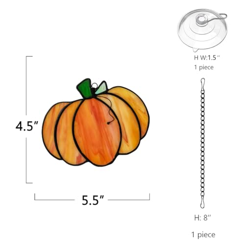 Fall Pumpkin Stained Glass Window Hangings Sun Catcher - Halloween & Autumn Decor - Variation A