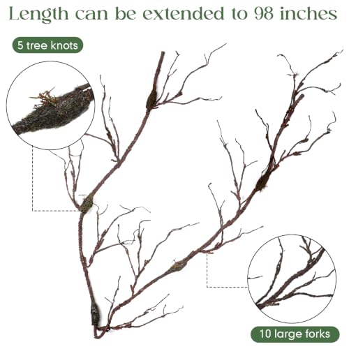 3 Pack Bendable Fake Tree Branches for Halloween & Holiday Decoration - 98 Inches
