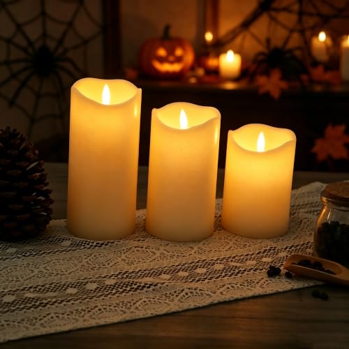 Flameless Pillar Candles with Timer - 3 Pack, 3" x 4/5/6"