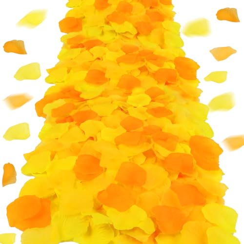Artificial Orange and Yellow Rose Petals for Wedding and Party Decor - 3000 Pcs