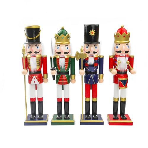 15 Inch Nutcracker Christmas Decorations Set - Hand-Painted Wooden Holiday Figures - Variation: 15in-A4