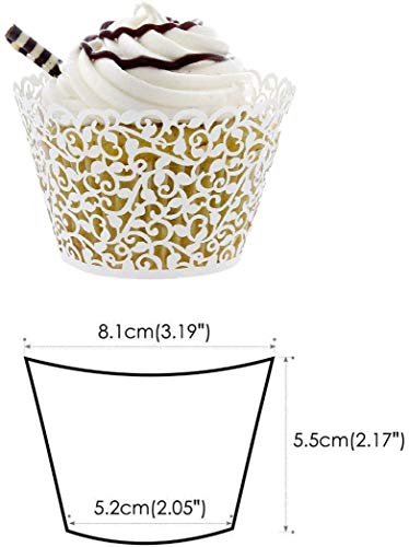 Pink Lace Hollow Out Cupcake Wrappers 50pcs for Wedding & Party Decorations