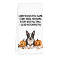 Boston Terrier Fall Dog Kitchen Towels - Pumpkin Dog Dish Decor - FIicy
