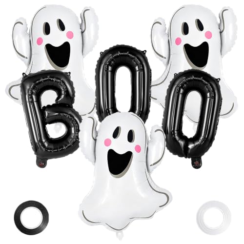 Halloween Ghost Balloons Set - 6pcs Foil Balloons for Party Decorations