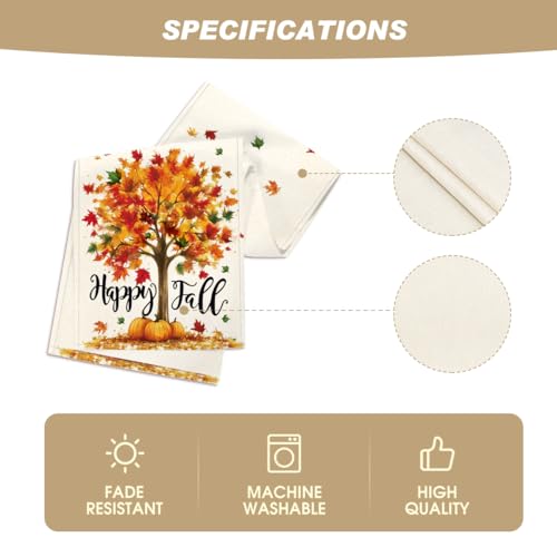 Beige 13x108 Inch Fall Table Runner - Polyester Home Party Decor