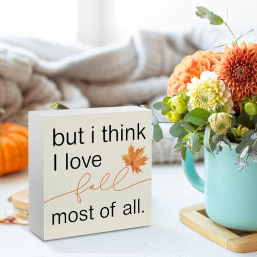 Fall Decor Sign with Maple Leaves - Rustic Wooden Home Accent