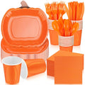 Fall Pumpkin Paper Plates and Napkins Set for Thanksgiving and Parties - 300 Pieces