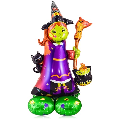 Halloween Witch Balloon - 49 Inch Self-Standing Foil Mylar Decoration - Witch Variation
