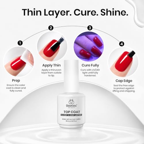 Beetles Extra Glossy No Wipe Gel Top Coat 2 Pcs 15ml - Clear Variation B-Clear-2