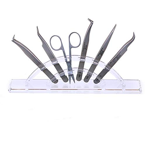BNP Tweezers Display Stand Durable Acrylic Eyelash Extension Tools Holder Tweezer Transparent Scraper Organize Rack 6 Holes White