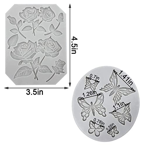 Silicone Fondant Mold 3 Pack - Rose, Bird & Butterfly Stems for Cake Decoration