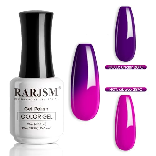 Color Changing Gel Nail Polish 15ML Dark to Bright Purple Mood Temperature Effect - RAR699