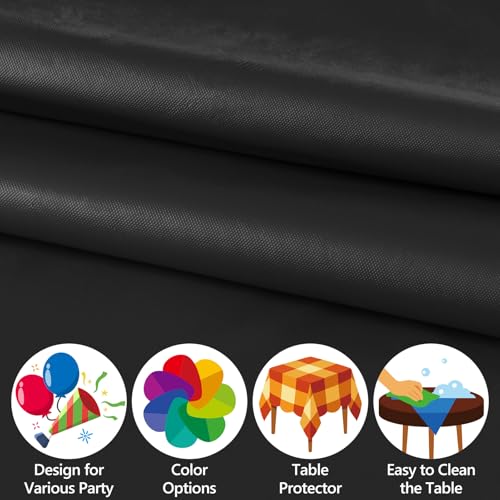 10 Pack Black Disposable Waterproof Tablecloths 54x108 Inches for Events and Parties