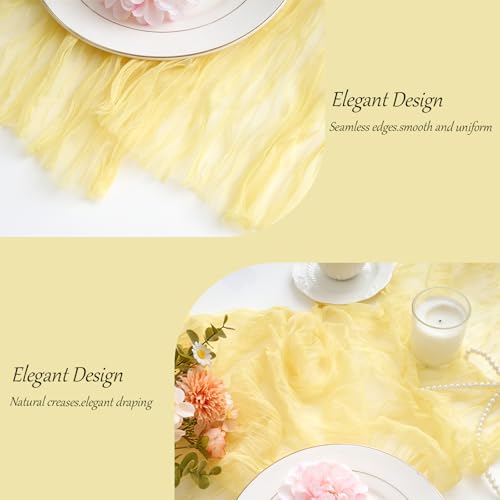 Yellow Cheesecloth Table Runner - 10Ft Rustic Boho Wedding & Holiday Decor