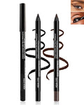 Waterproof Gel Eyeliner Pencil Set - 2 Black + 1 Brown Long-Lasting Smudgeproof Makeup