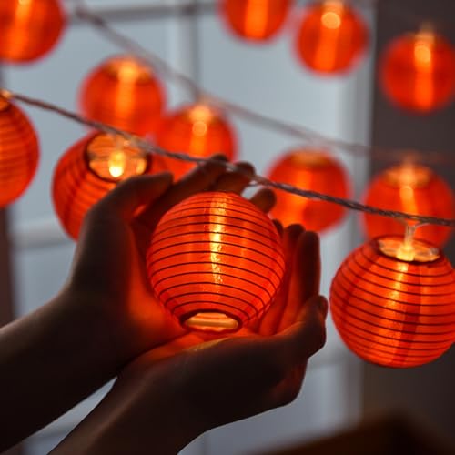 Red Lantern String Lights 33ft 100 LEDs with Remote Control - Festive Decor - Variation of THIS listing