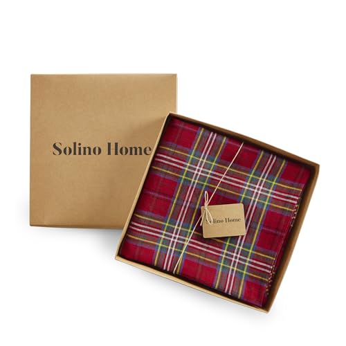 Round Linen Tablecloth 60 Inch Red Tartan Plaid - Classic Home Decor