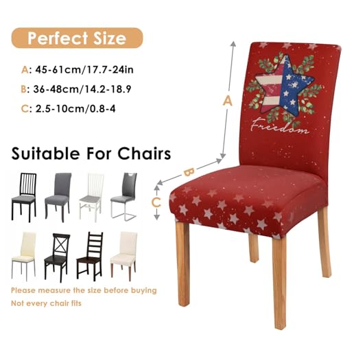 Patriotic 4th of July Chair Covers Set of 4, Red White Blue American Flag Slipcovers