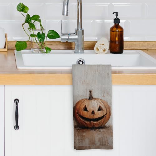 Vintage Halloween Fall Pumpkin Kitchen Dish Towels 16x24in - Autumn18