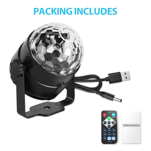 NEQUARE Disco Ball Party Lights 7 Modes Sound Activated with Remote Control 1 Pack